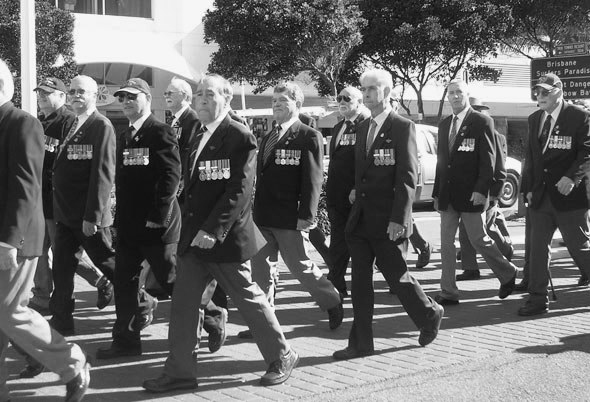 Members of the Far East Strategic Reserve march for recognition