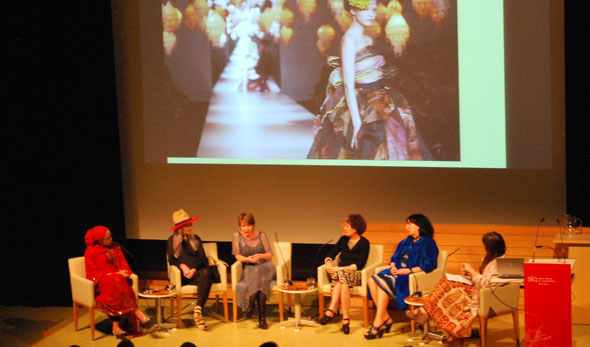 QUT Fashion After Hours Panelists, Faiza El-Higzi , Thea Basilou, Kath Horton, Lydia Pearson, Pamela Easton and host Nadia Buick.